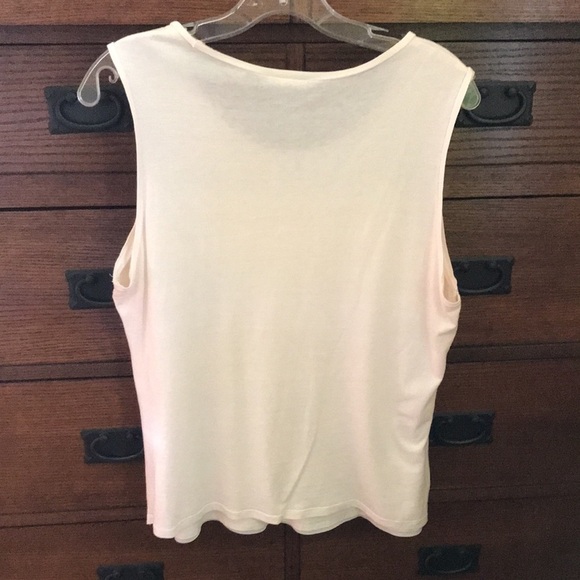 Ann Taylor Tank size L Off White Sheer layered Ruffle front Spring Summer - Picture 2 of 6